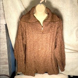 Wool zipper collar sweater